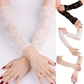 

Sunscreen Summer Spring Arm Sleeves Breathable Rayon Durable Solid Jewelry Lightweight Ice Silk Elbow Guard Cutout Ornament