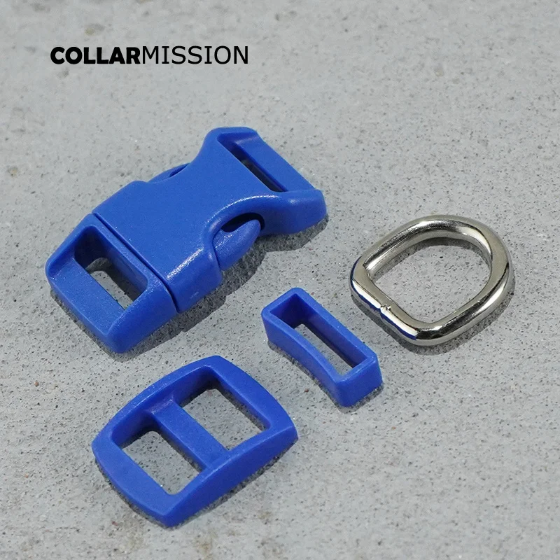 (plastic Buckle+triglid+square Keeper+d Ring) Diy Dog Collar Deep Blue