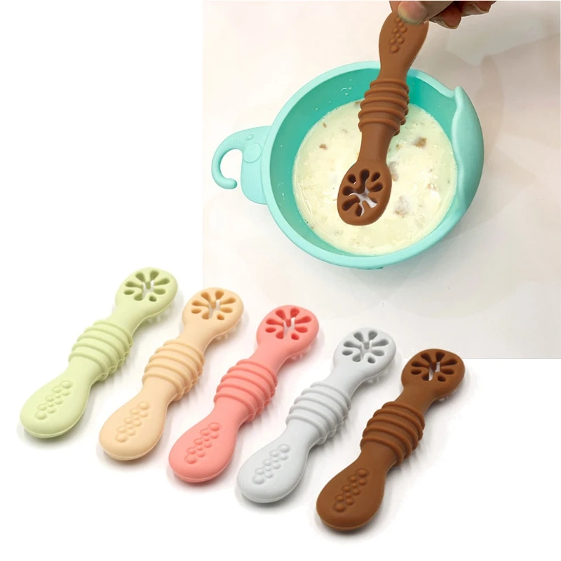 Baby-Led Weaning Silicone Spoon Learning Feeding Scoop Training Utensils  Newborn Tableware - AliExpress
