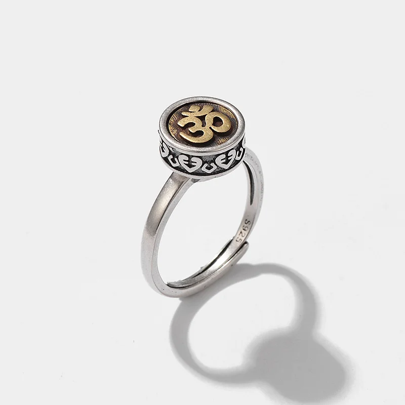 Finger Ring YIZIZAI Vintage Tibetan OM Ring For Women Men Prayer Wheel Buddhist Mantra 7 Chakras Rings Yoga Meditation Luck Jewellry Gifts finger ring,tibetan silver rings
