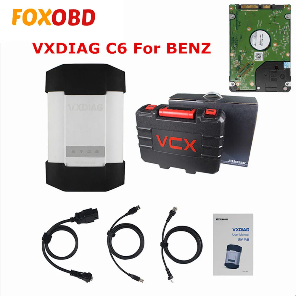  2019 Original VXDIAG C6 para BENZ con 500G HDD inalámbrico DOIP y función de AUDIO para Mercedes OB