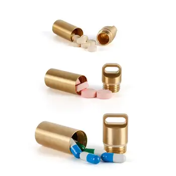 

3 Pcs Portable Waterproof Outdoor Pill Box Tablet Case Stainless Steel Bottle Container Titanium Plating Anti Slip Slot Cover