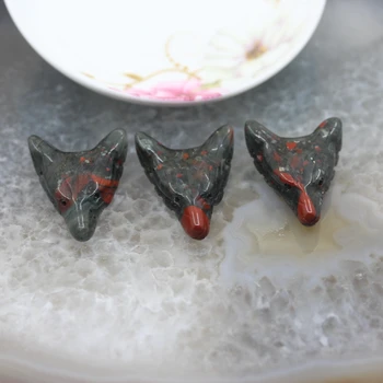 

3pcs/lot Green Red Jaspers Wolf Head Pendants Necklace Bracelets Connectors,Natural Stone Gems Animals Carving Figurine Charms
