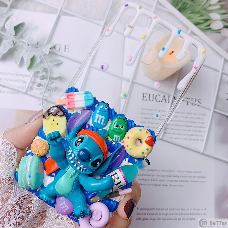 DIY case for iPhone 11 pro 3D stitch phone cover ip XS MAX XR handmade blue creamy shell X/XS 7/8 plus 6/6s+ icecream girl gift