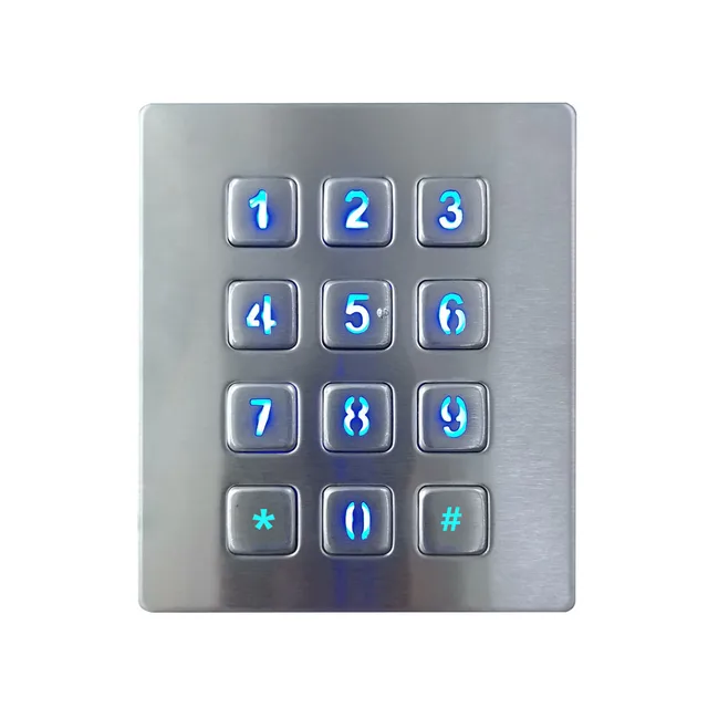 12 Keys 3x4 Matrix USB Kiosk illuminated Keypads Metal Stainless Steel Backlit Numeric Keypad For Access Control Smart Locker Star And hash