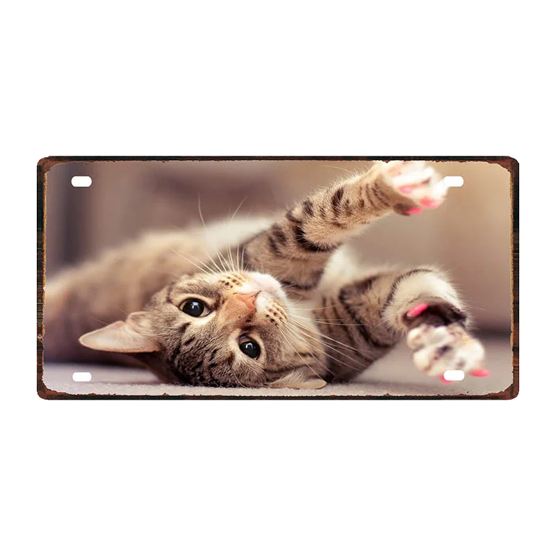 Кошка Собака 30X15 см номерной знак животных металлический знак для Wall Art Pet Shop Ресторан Хоум Винтаж декор 30X15 см DDC-0019A - Цвет: DC-0024