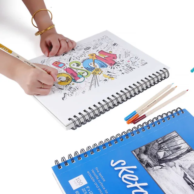 Sketch Pad 9x12 100 Sheets 80gsm Wire Bound Blank Page Artist Sketchbooks  Durable Drawing Sketching Paper Book Hb-spsw003 - Sketchbooks - AliExpress