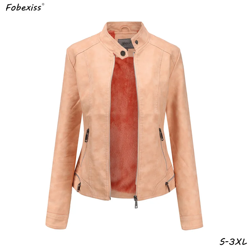 

Faux Leather PU Jacket Women Winter 2019 Elegant Black Motorcycle Suede Jackets Plus Size 3XL Warm Red Biker Jacket Women