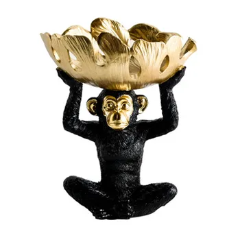 

Monkey Doll Tray Ornaments Monkey Jewelry Storage Box Decoration Storage Tray Home Living Room Tea Table Decor M3661