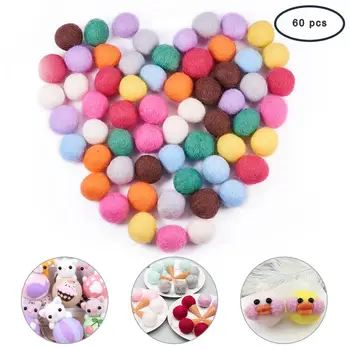 

60 Pcs Colorful Pom Poms Balls Round Wool Felt Balls for DIY Doll Craft Party