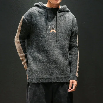 

Hooded Sweater Male Fashion Vintage New Style Mens Sweaters And Pullovers Casual Autumn Sweater M-5XL Pullover Hooded Knitted