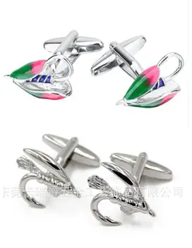 

10pairs/lot Creative Fishhook Cufflinks Copper Enamel Plating Fly Fishing Hook Cuff Links Men's Jewelry Accessory Wholesale