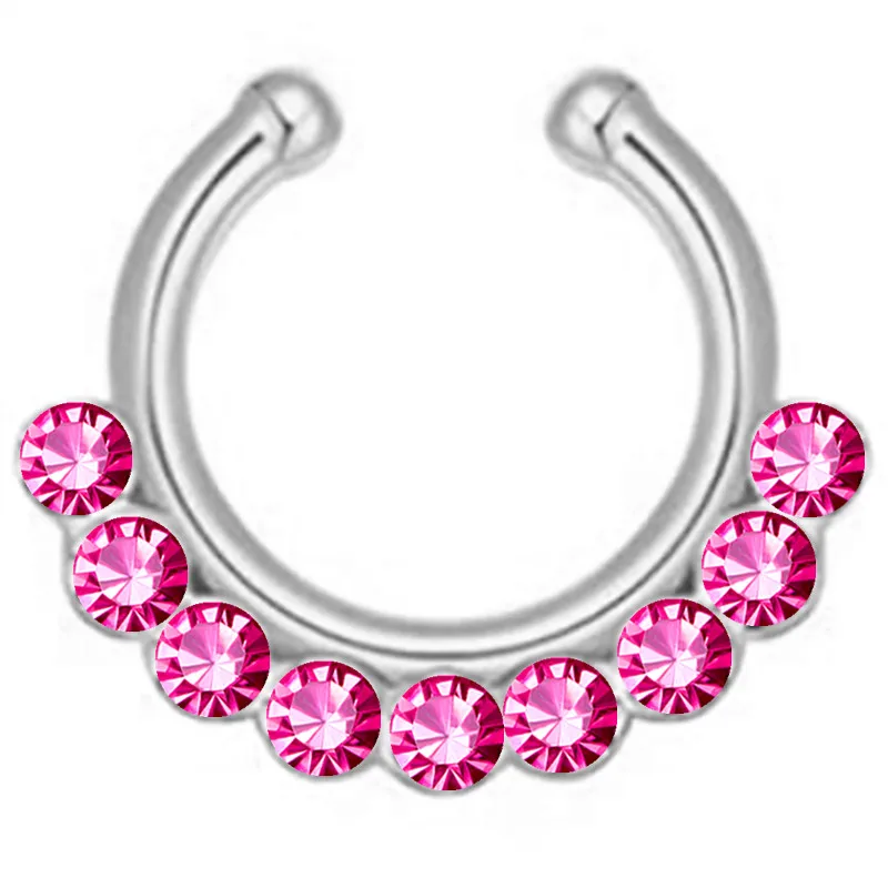 Nose Rings Piercing Jewelry Body Piercing Jewelry Body Jewelry 1/2Piece Stainless Steel Fake Nose Piercing Septum Jewelry Crystal Zircon Fake Septum Piercing Ring for Women