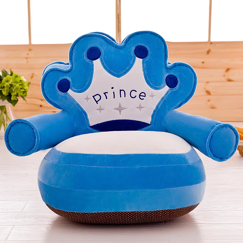 Baby Chair Baby Seats Sofa Cover Bean Bag Chair Cartoon Crown Toddler Nest Puff Seat Kids Seat Cover Bag Cover Unfilled Children
