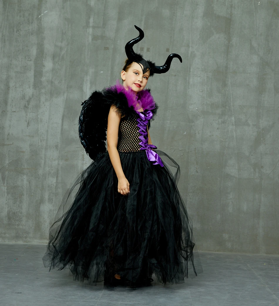Детское платье на Хэллоуин Maleficent костюм злой королевы карнавальные костюмы