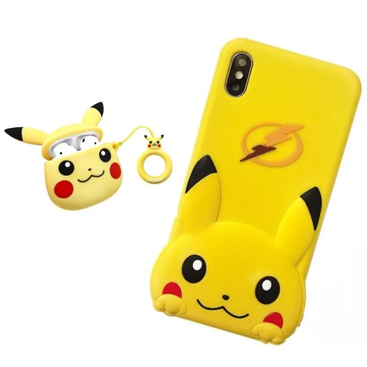 

Pikachue Pokemons Bundle Cover For Airpods Case for iPhone XS Max XR X 6 6S 7 8 Plus