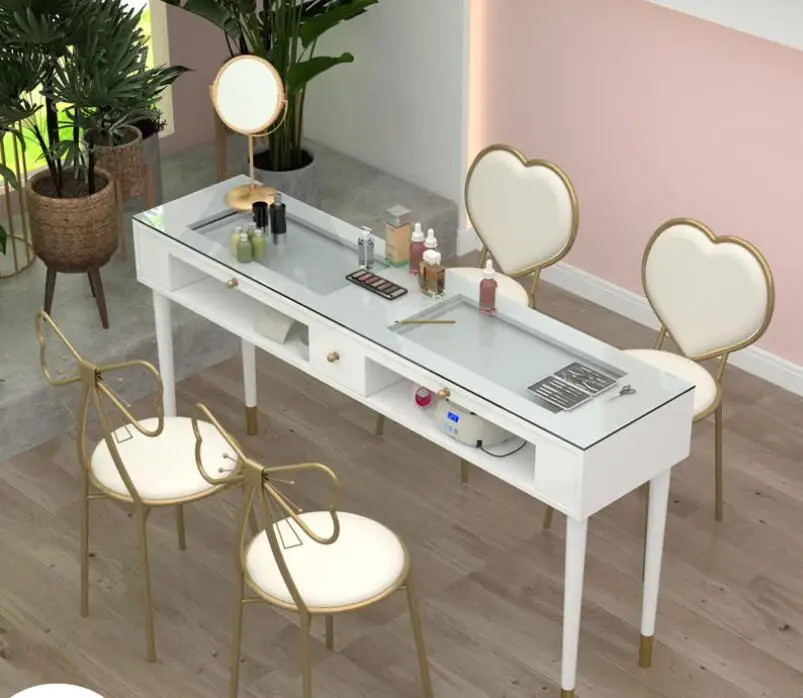 Nail table and chair set special price economic Nordic single and double net red simple light luxury lacquer nail table nordic style special price economical manicure table simple single and double manicure table manicure table chair set