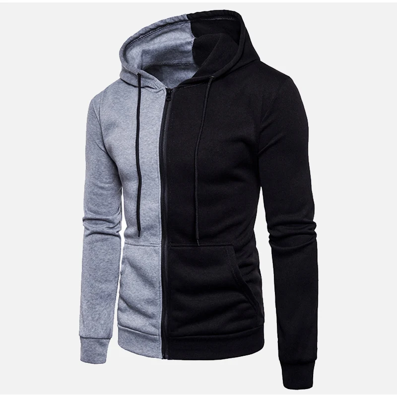 Winter Hooded Fleece Thicken Mens Sweatshirt Zipper Badge Pockets Patchwork Male Hoody Casual Solid Warm Man Pullover Tops