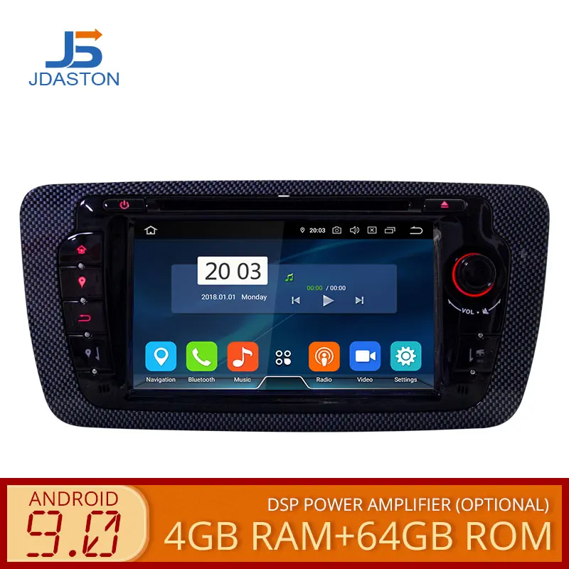 JDASTON Octa Cores Android 9.0 Car DVD Player For Seat Ibiza 2012 2013 2014 2015 Multimedia GPS Navigation Radio 4G+64G Stereo