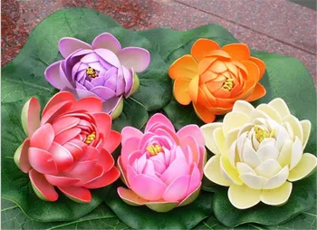 

5 Pcs Artificial Flowers Lotus Water Lily Pond Plant Pool Decor Fish Tank Aquarium Fake Flowers Home Decoration Accessories