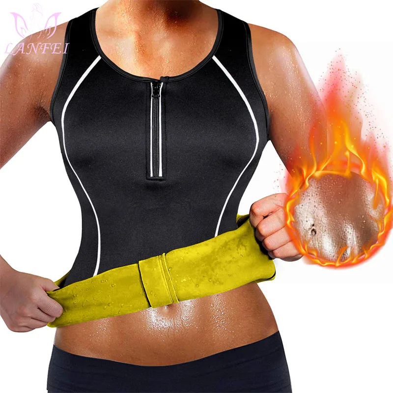 

LANFEI Women Neoprene Sauna Vest Hot Sweat Suit Weight Loss Shirt Slimming Body Shaper Waist Trainer Fat Burn Tank Top Shapewear