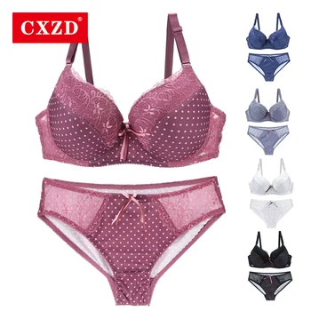 

CXZD Lace Bras Briefs Sets for Women Luxury Straps Underwire Bras Set Underwear Lingerie Push Up Embroidery Underwear Set