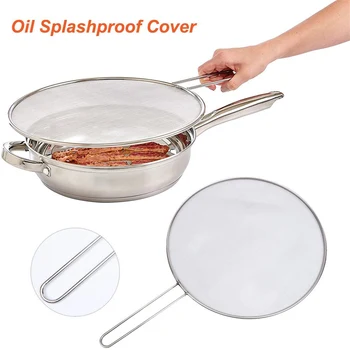 

Splatter Guard Cover Screen With Handle Cooking Utensils For Frying Pan Stainless Steel Fine Mesh Fits Most Pots And Pans