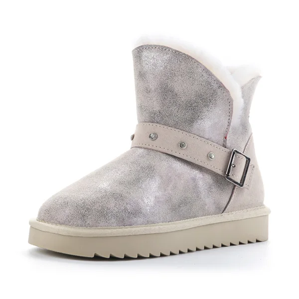 Genuine Leather Snow Boots Austrialia Classic Women Boots Real Fur Wool Winter Shoes Platfrom Warm Ankle Boots Plus Size DE - Color: White Boots