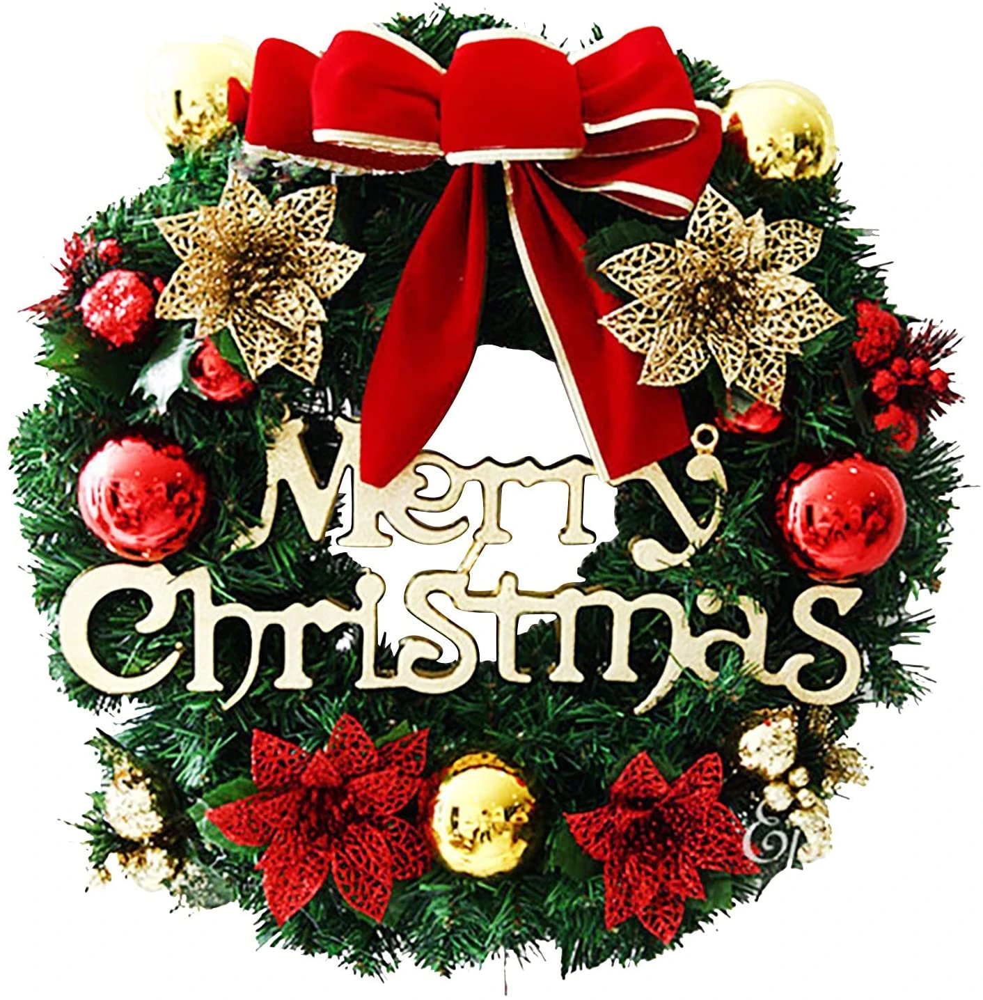 GUAGLL Christmas Wreath Decoration Simulation Garland Window Door Hanging Christmas Shopping Mall Scene Decoration Props GUAGLL Christmas Wreath Decoration Simulation Garland Window Door Hanging Christmas Shopping Mall Scene Decoration Props