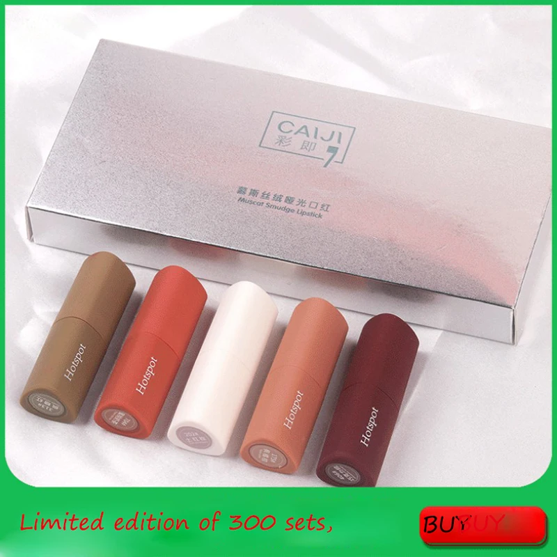 

Muscat velvet matte mist lipstick Long-lasting mini 5 pc Lipstick Set Waterproof retro tone Lip Kit With Beauty Gift