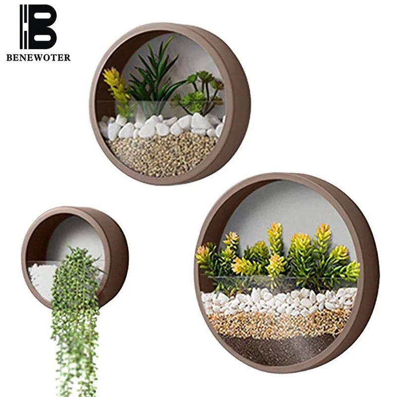 Online Kreative Wand Vase Eisen Kunst Hängen Blume Topf Sukkulente Wand Pflanzer Hause Wohnzimmer Bonsai Dekoration Glas Vase Handwerk