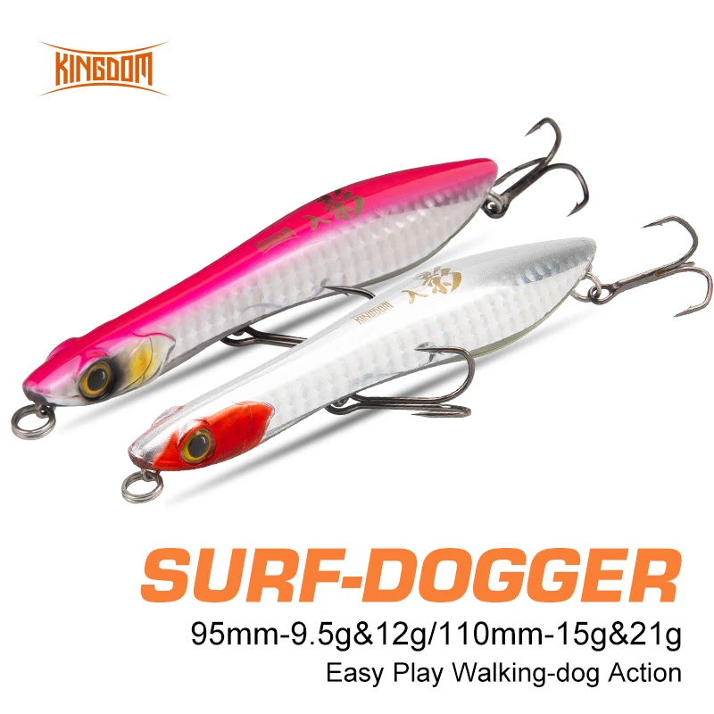

Kingdom Surf-Dogger Popper/Pencil Fishing Lure Floating/Sinking High Quality Artificial Plastic Hard Baits Fishing Tackles 0508