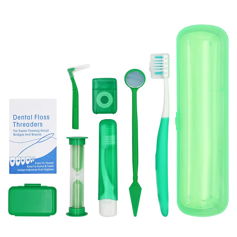 

8Pcs/Set Professional Orthodontic kit Toothbrush Interdental Brush Floss Brace Protection Wax Mirror Portable Oral Care Tools