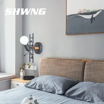 

Nordic wall lamp bedroom creative personality lamp little man climb stair wall light aisle corridor children's room bedside lamp