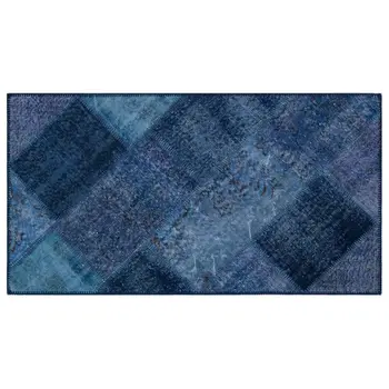 

Handmade Blue Vintage Overdyed Patchwork Area Rug 080x150 Cm-2'7''X4'11''