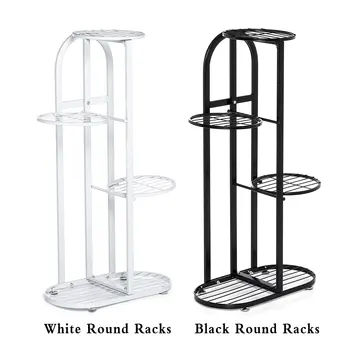 

New 4/5/6-Tiers Iron Art Tree Design Plant Stand Holder Flower Pot Rack Garden Shelf Stand Outdoor Indoor Black White Storage Ra