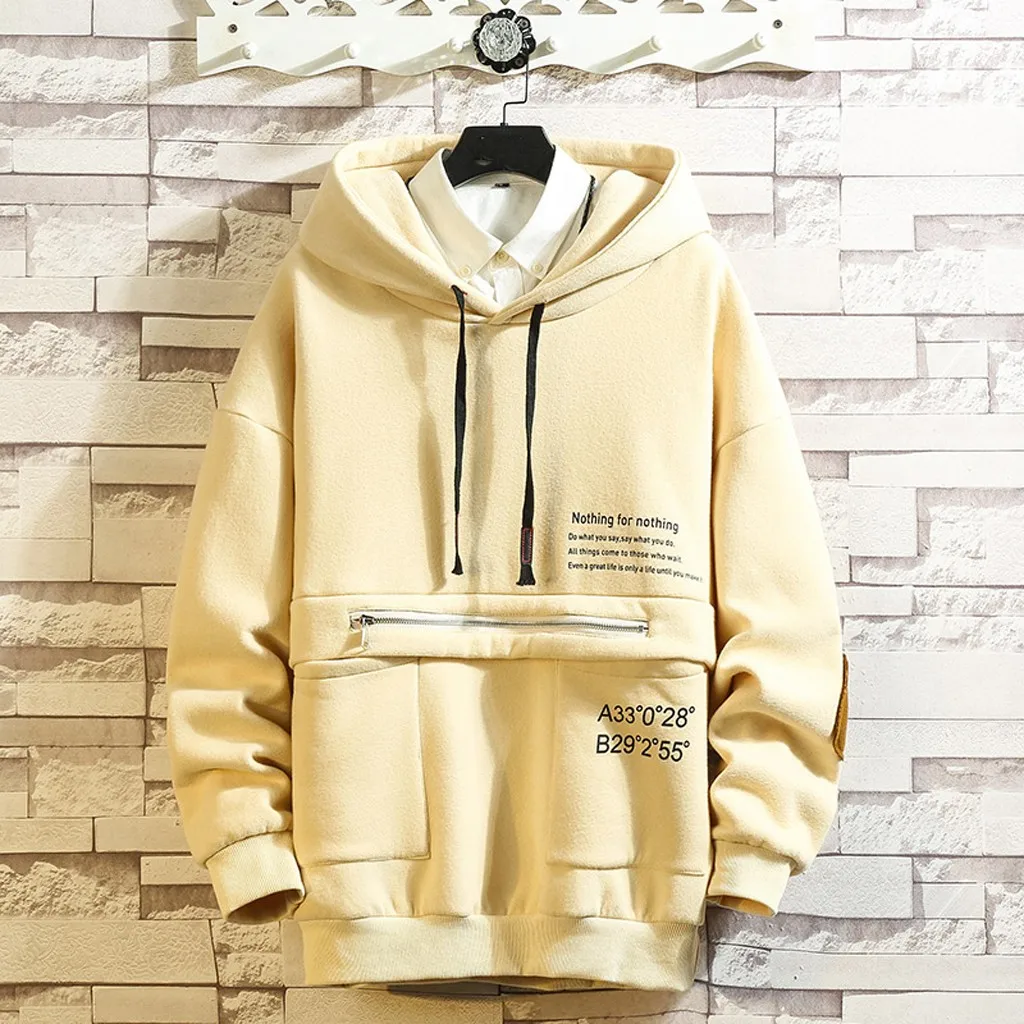 Men's Casual Fashion Plus Size Printing Hoodie Fleece Sport Sweatershirt Tops