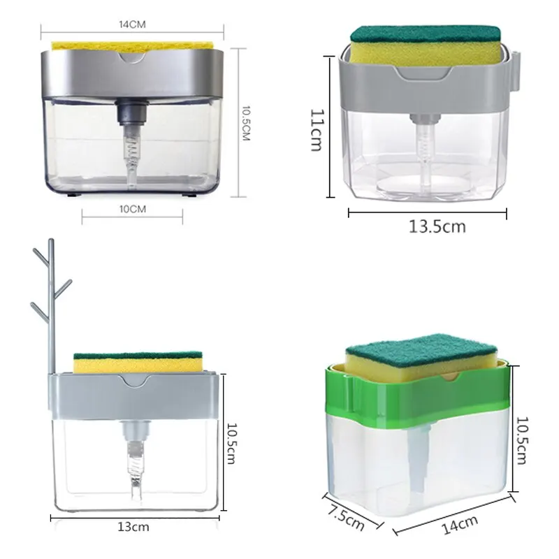 2 в 1 дозатор для мыла с губкой ручной жидкого мылом насоса и губка Caddy Кухня