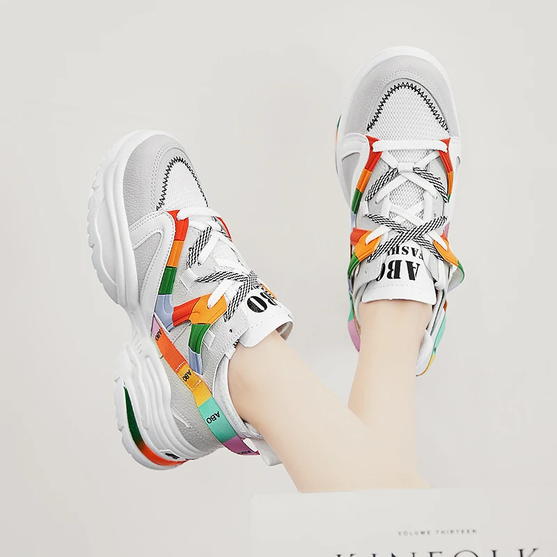 Женская обувь; tenis feminino; сезон весна-осень; женские кроссовки на шнуровке; модная дизайнерская обувь; женские кроссовки на платформе 6 см