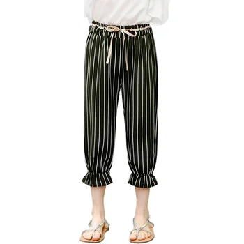 

Girl Pants Striped Pattern Kids Summer Trousers For Girls Sof Cotton Children's Pants Teenage Girls Clothing