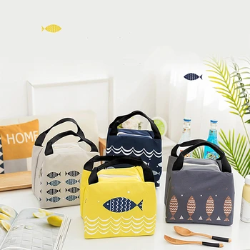 

Portable Lunch Box Fish Pattern Insulated Thermal Cooler Bento Lunch Box Tote Picnic Storage Bag Pouch Lunch Bags