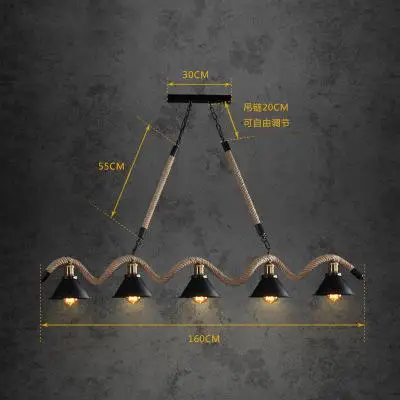 Американский, промышленный, ретро железные подвесные светильники Светодиодный светильник для гостиной подвесной светильник для бара ресторана Лофт веревка подвесной светильник - Цвет корпуса: 5 Heads