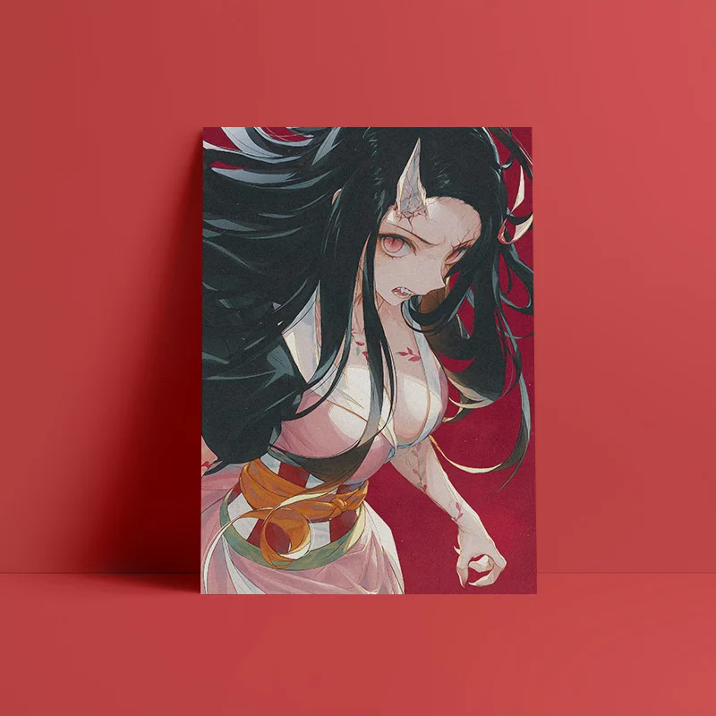 L 1203 Nezuko Kamado Kimetsu no Yaiba Настенный декор на холсте, плакатный принт для гостиной, декоративная картина для спальни - Цвет: L 1203