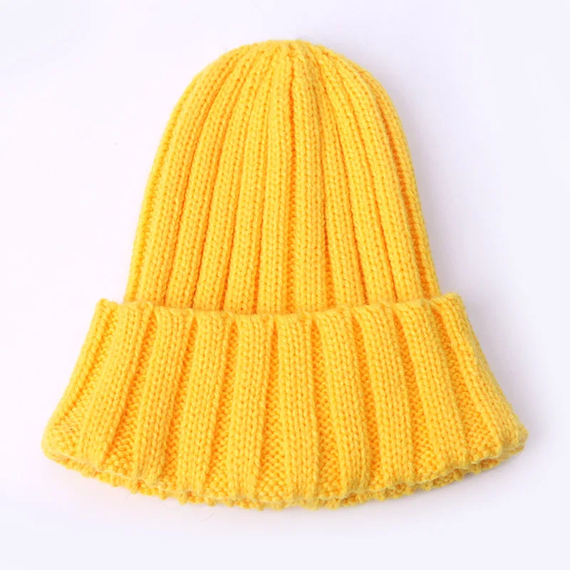 Зимние шапки для детей с помпоном из искусственного меха, уличная теплая вязаная шапочка, детская шапка для девочек и мальчиков, теплая одноцветная шапка, модная шапка - Цвет: X