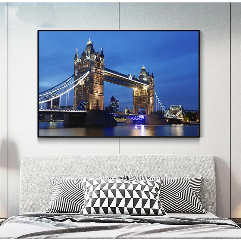 HD Print London Thames Bridge Poster Skyline Night View Canvas Painting Cityscape Pictures For Modern Living Room Home Decor | Дом и сад