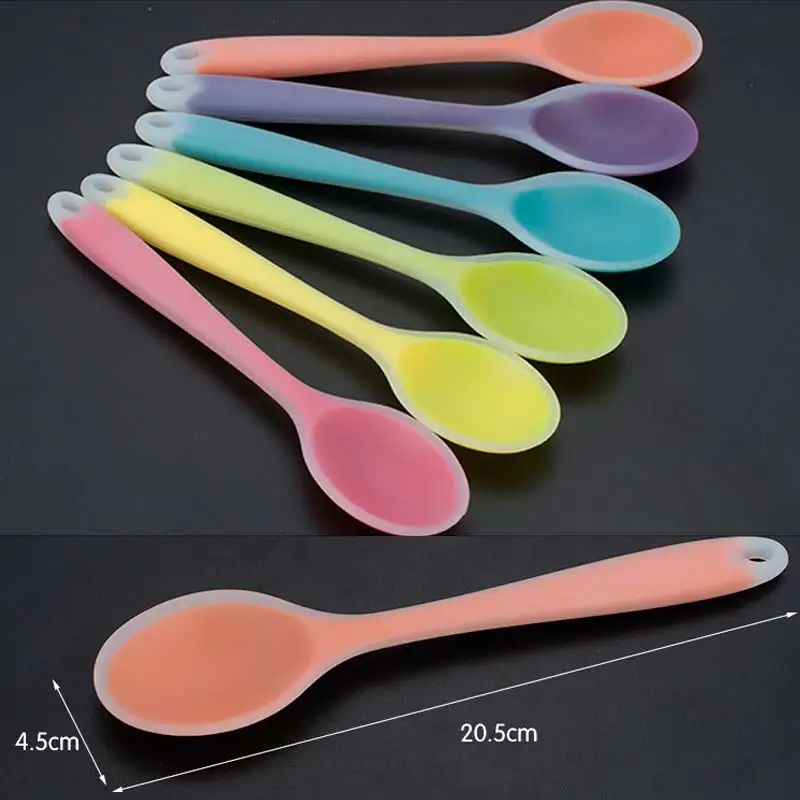 Lemetow Resistant High temperature Silicone Mini Small Spoon (Random  Color)1pc 