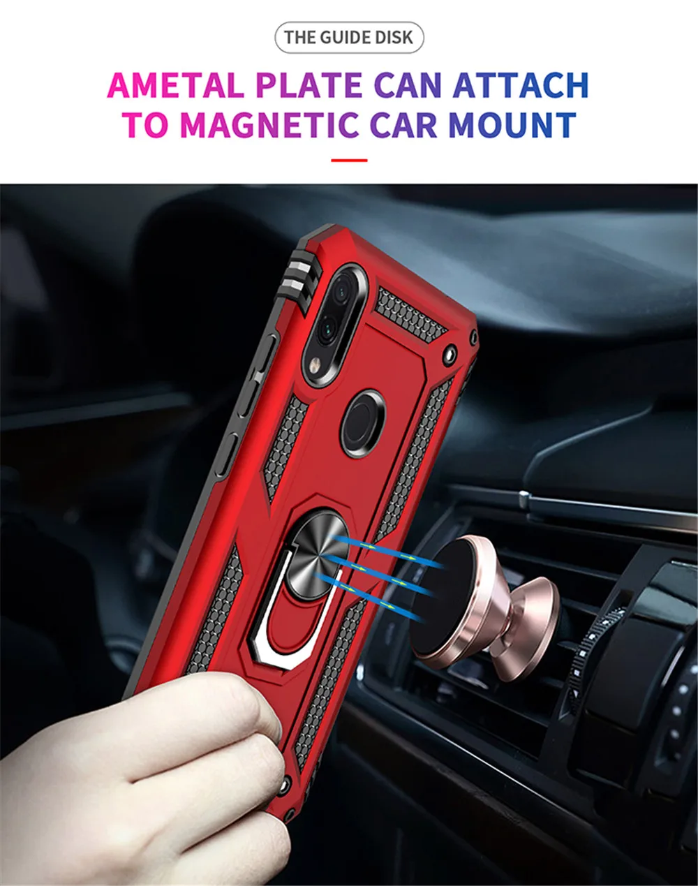 for Xiaomi Redmi Note 8T Case Cover Armor Rugged Military Shockproof Magnetic Car Holder Ring Case for Xiaomi Redmi Note 8T 8 T phone card case