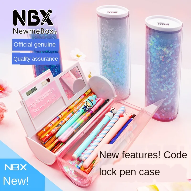 Pencil Case Code Lock Pen Box NBX Password Pencil Case Large Capacity Stationery Box Multi-Function Cylindrical