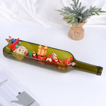 

Cutting Glass Bottle Candlestick Wine Bottle Pot Fruit Salad Tray Decoration Crafts Ornament without Cork (Deep Green)