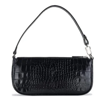

Antique baguette with female alligator pattern retro PU leather bag small solid messenger bag for women
